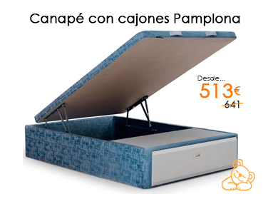 Canapé abatible tapizado con zapatero frontal modelo Pamplona con un 20% de descuento en Muebles Madrid, tu tienda de muebles en Madrid